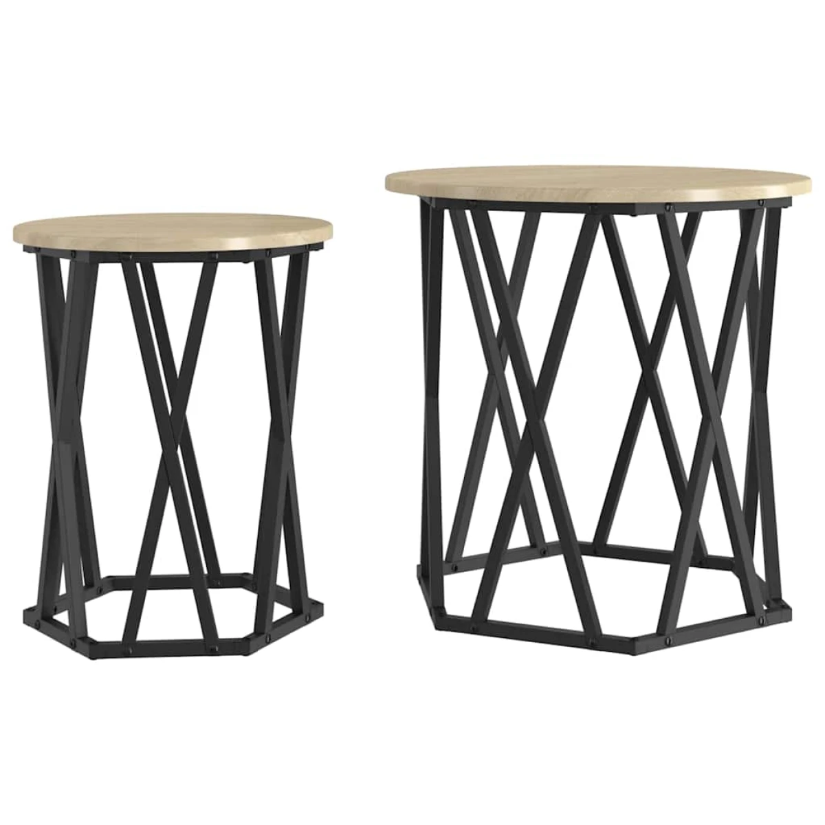 vidaXL VidaXL Coffee Table Black Oak 50x50x50 cm Two Piece Set - Coffee Table