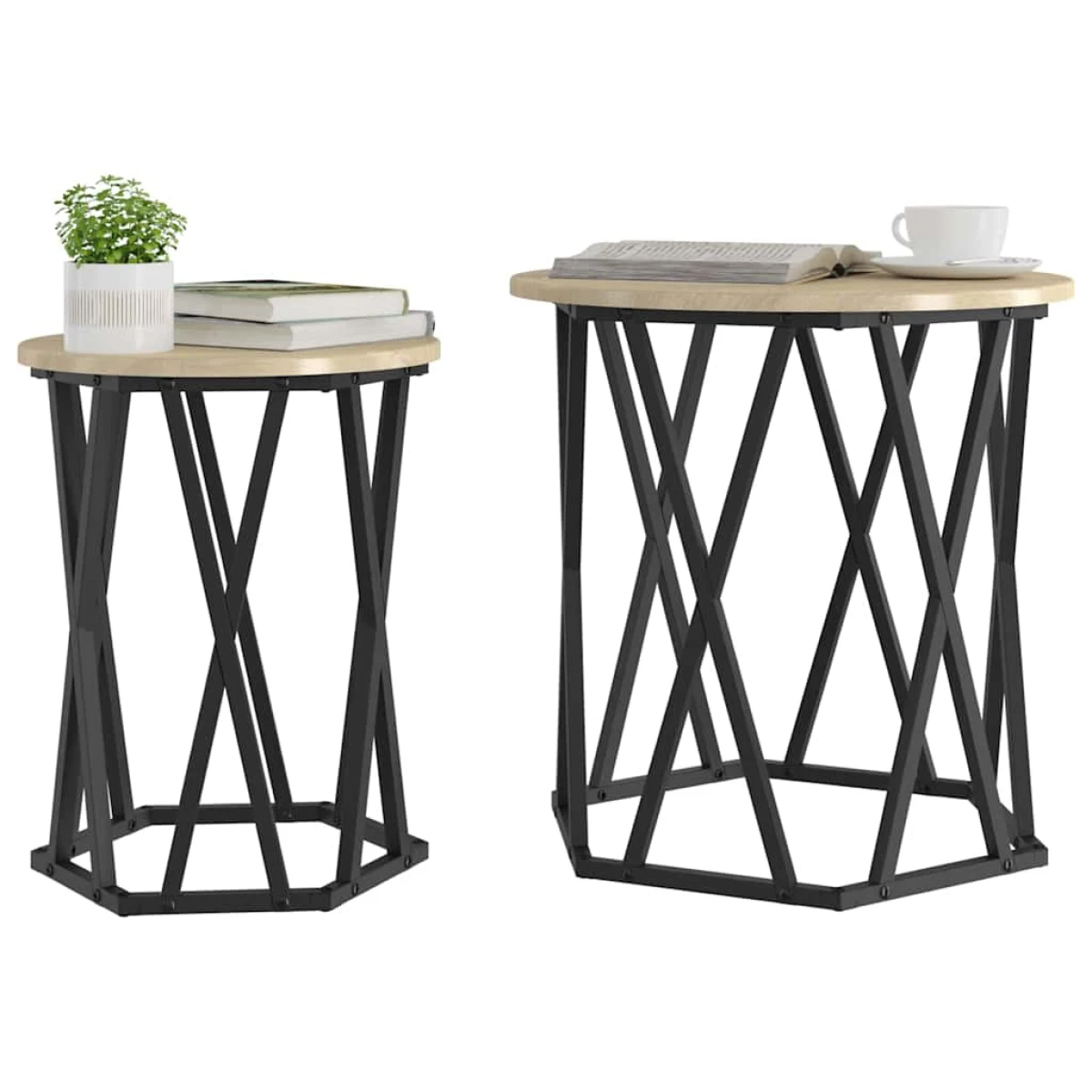 vidaXL VidaXL Coffee Table Black Oak 50x50x50 cm Two Piece Set - Coffee Table