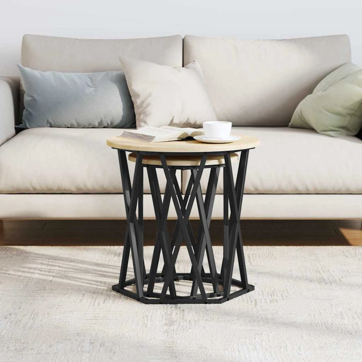 vidaXL VidaXL Coffee Table Black Oak 50x50x50 cm Two Piece Set - Coffee Table