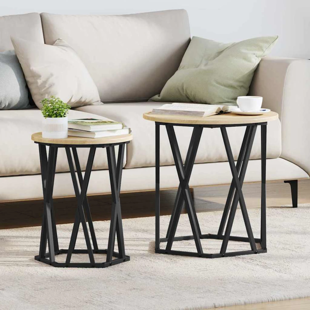 VidaXL Coffee Table Black Oak 50x50x50 cm Two Piece Set by vidaXL