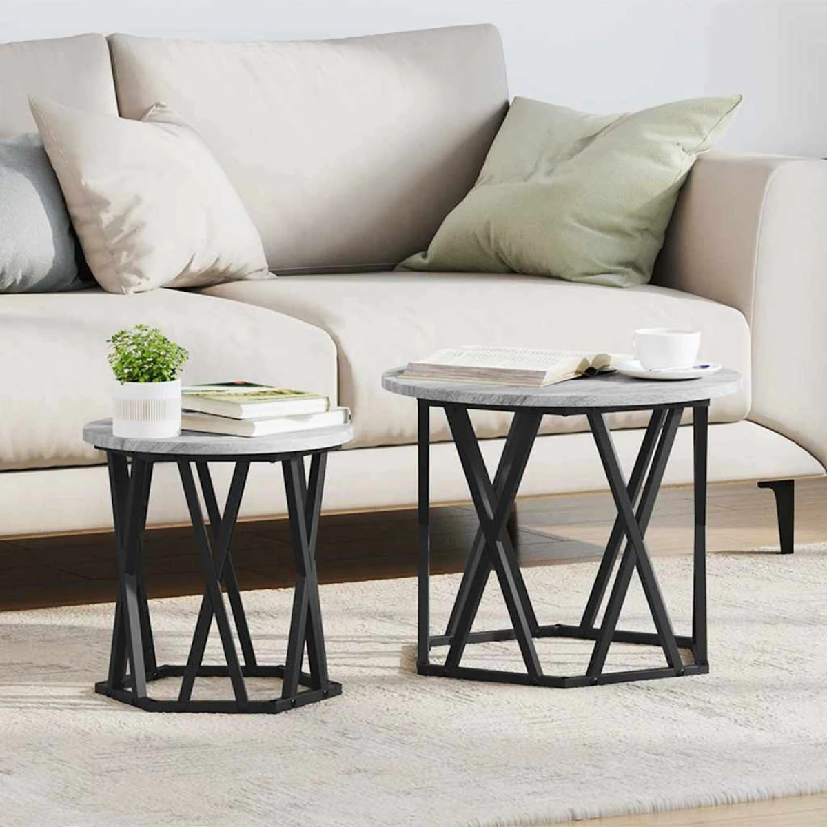 vidaXL VidaXL Coffee Table Black Oak 50x50x50 cm Two Piece Set - Coffee Table