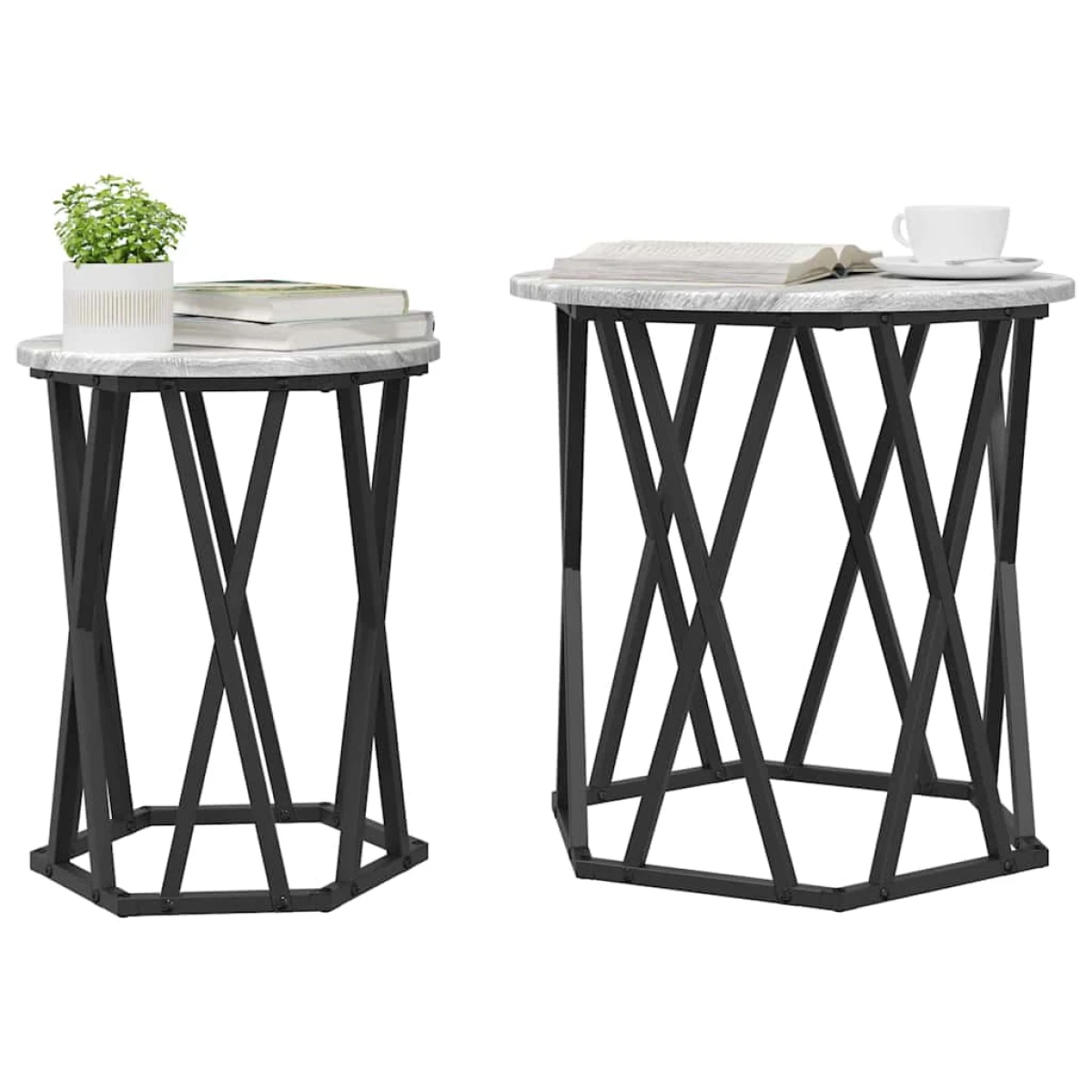 VidaXL Coffee Table Black Oak 50x50x50 cm Two Piece Set by vidaXL