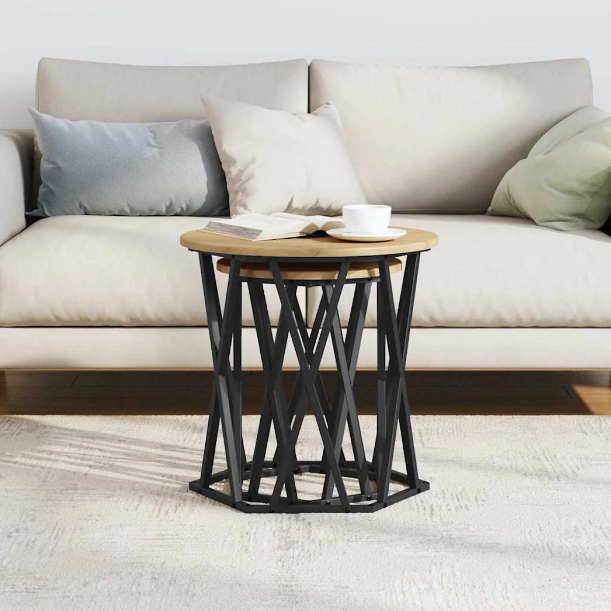 VidaXL Coffee Table Black Oak 50x50x50 cm Two Piece Set by vidaXL