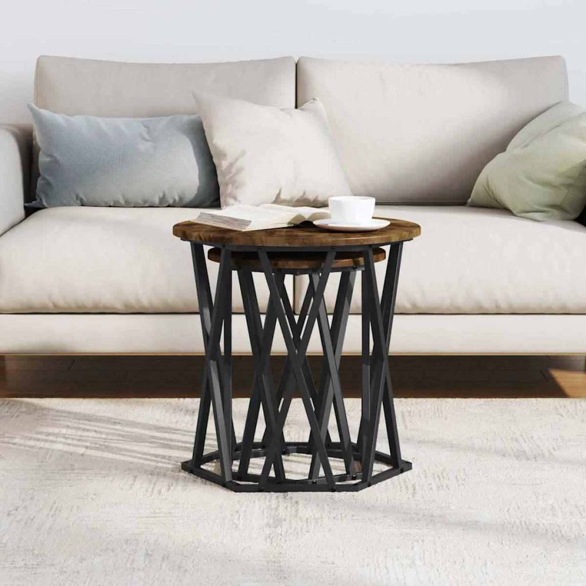 vidaXL VidaXL Coffee Table Black Oak 50x50x50 cm Two Piece Set - Coffee Table