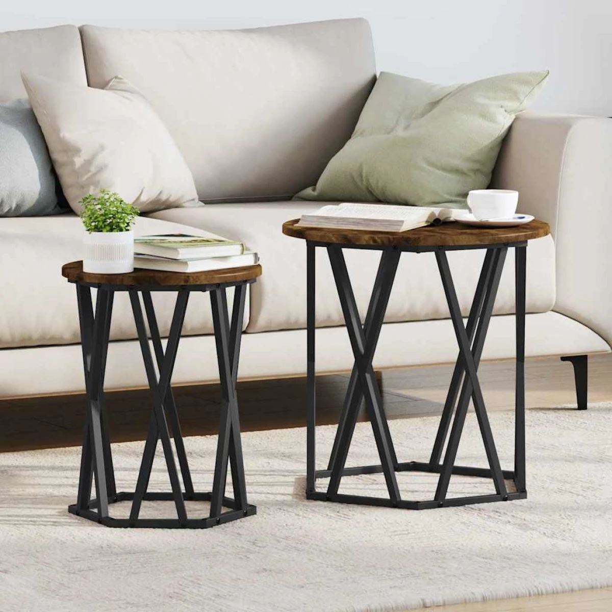 VidaXL Coffee Table Black Oak 50x50x50 cm Two Piece Set by vidaXL