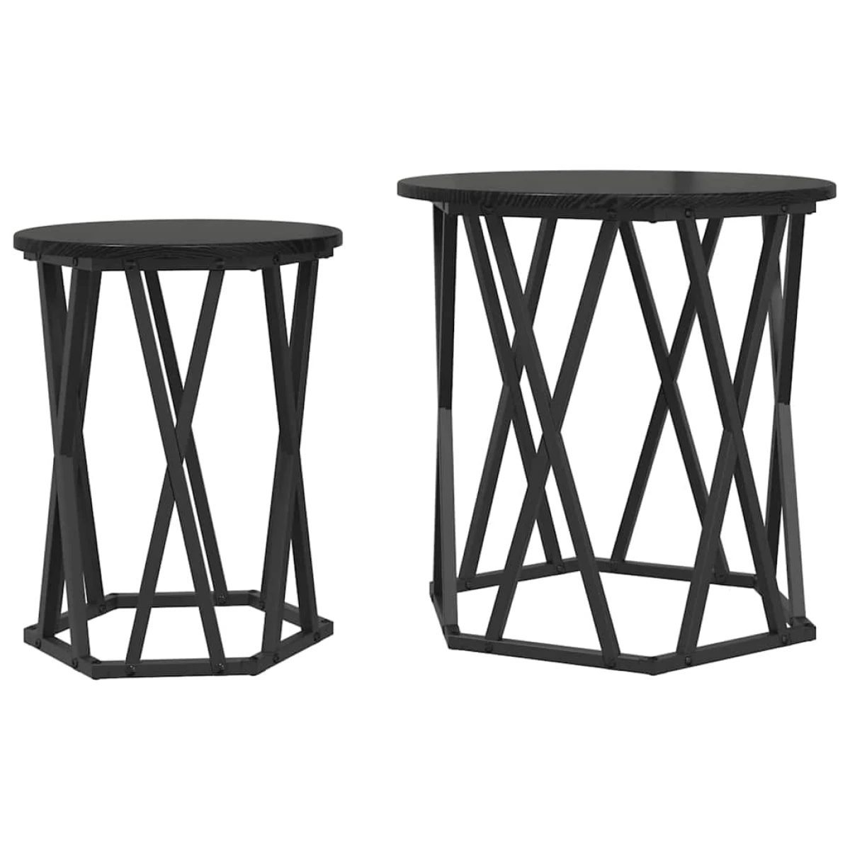 vidaXL VidaXL Coffee Table Black Oak 50x50x50 cm Two Piece Set - Coffee Table