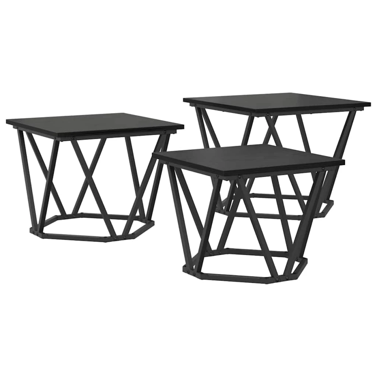 vidaXL VidaXL Coffee Tables 50 x 50 x 40 cm Black Oak Set of 3 - Coffee Table