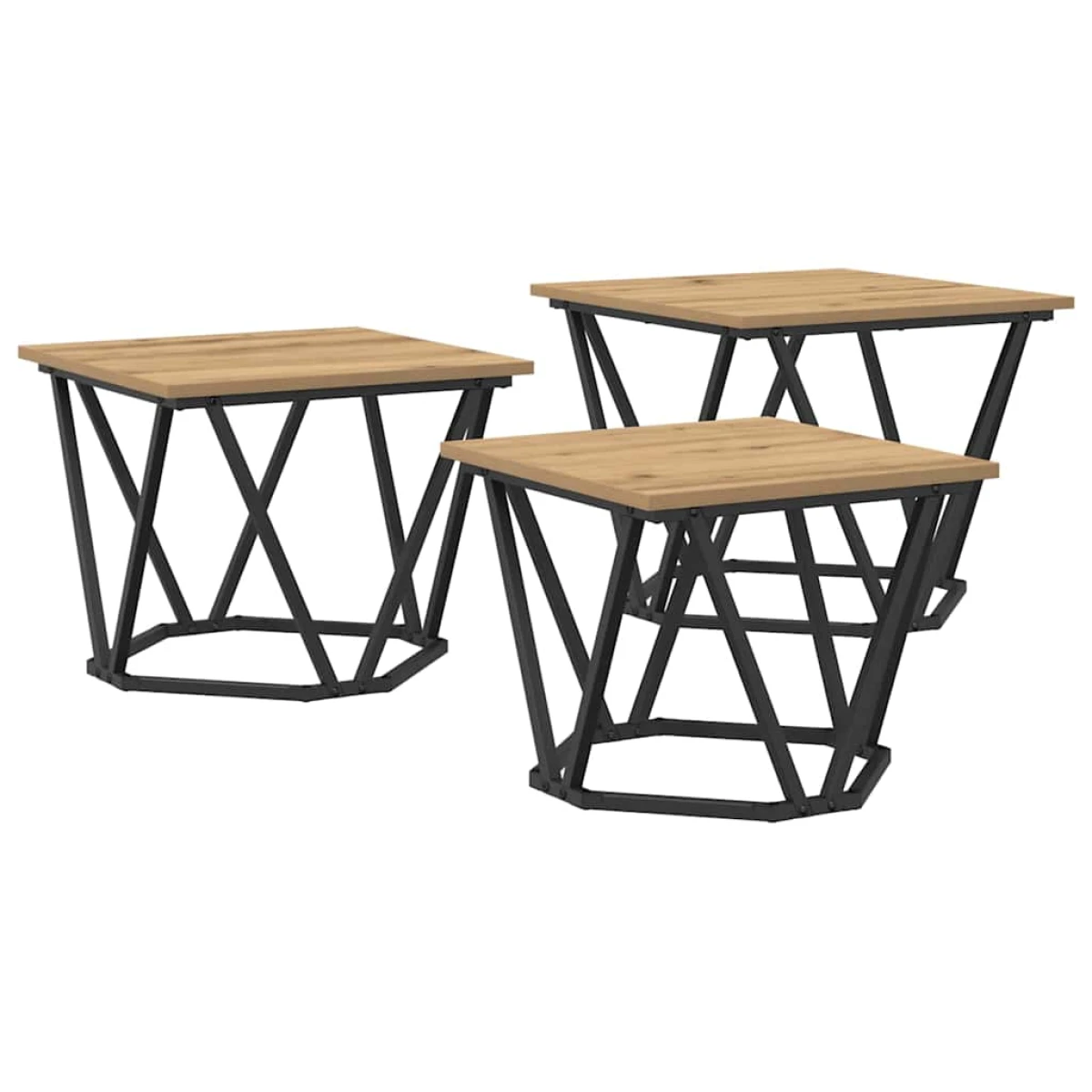 VidaXL Coffee Tables 50 x 50 x 40 cm Black Oak Set of 3 by vidaXL