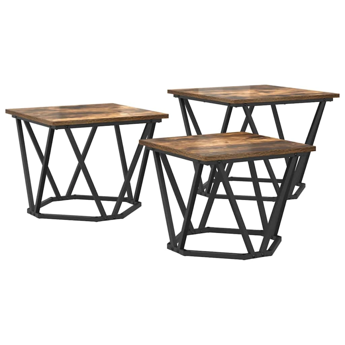 VidaXL Coffee Tables 50 x 50 x 40 cm Black Oak Set of 3 by vidaXL