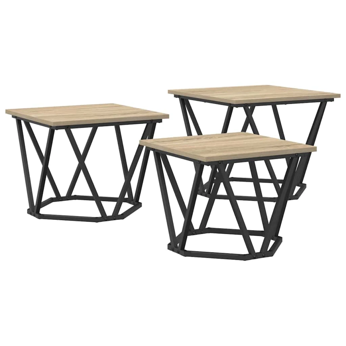 vidaXL VidaXL Coffee Tables 50 x 50 x 40 cm Black Oak Set of 3 - Coffee Table