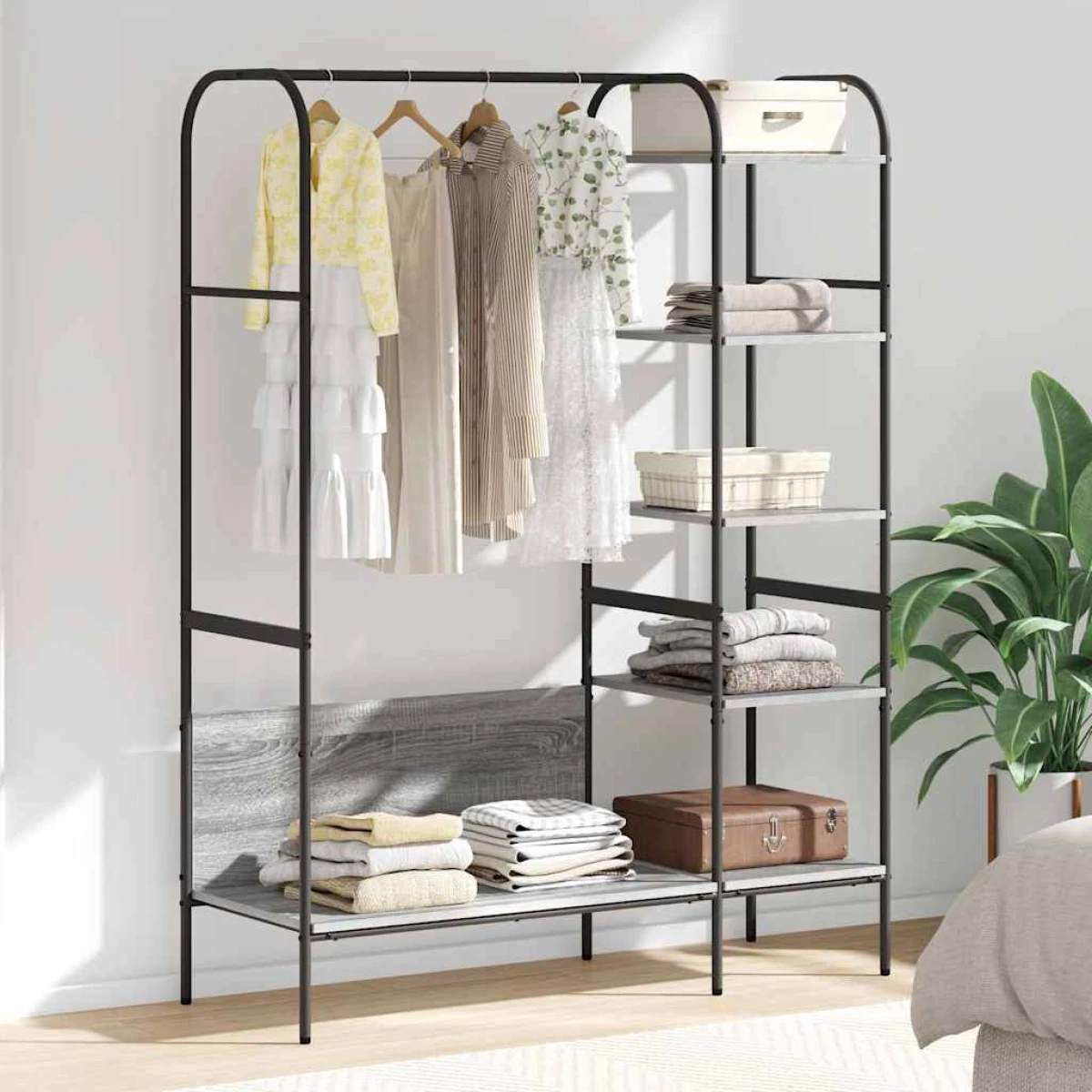 VidaXL Clothes Rack With Shelf 120 x 44 x 160 cm Black Engineered Wood Minimalist Storage For Small Spaces by vidaXL