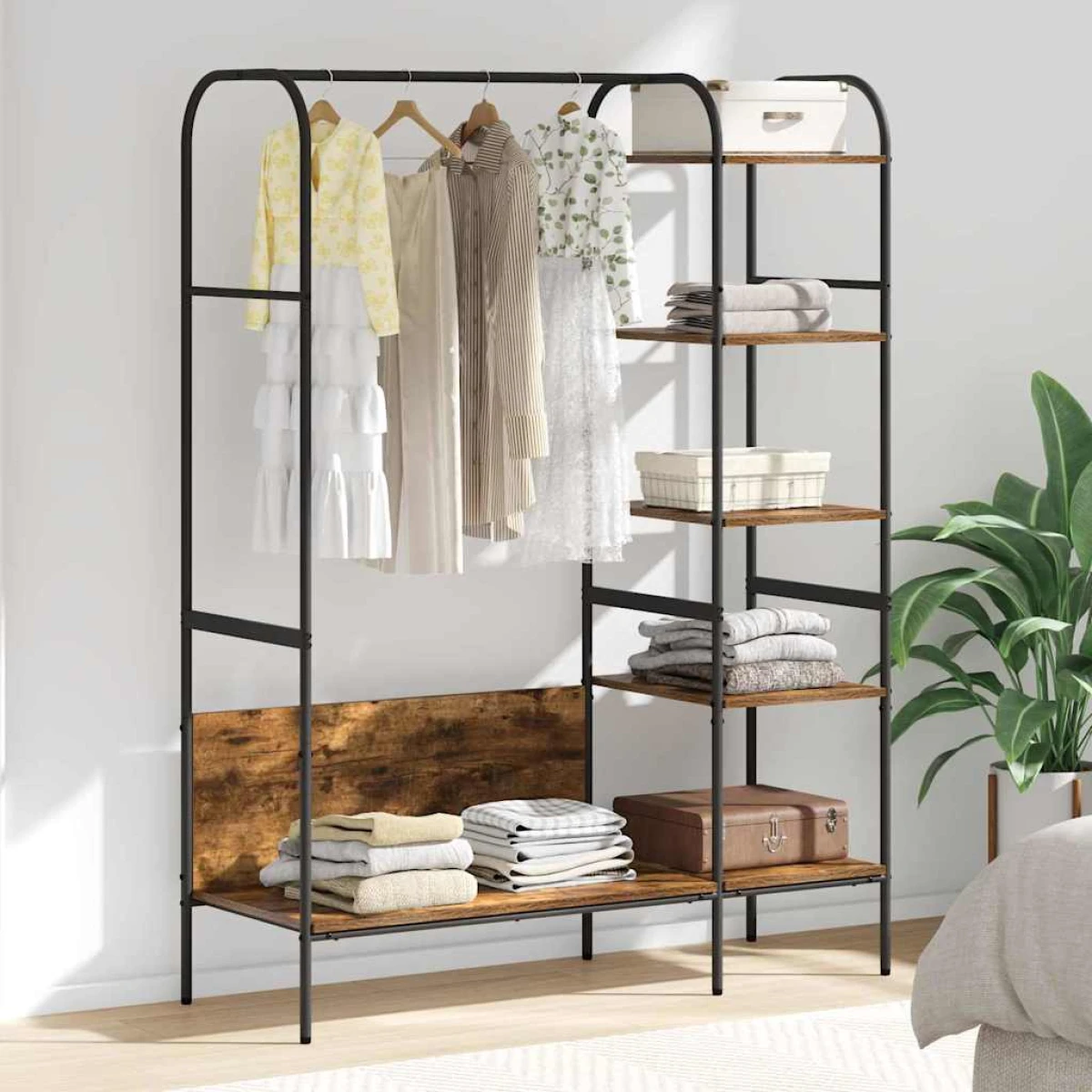 VidaXL Clothes Rack With Shelf 120 x 44 x 160 cm Black Engineered Wood Minimalist Storage For Small Spaces by vidaXL