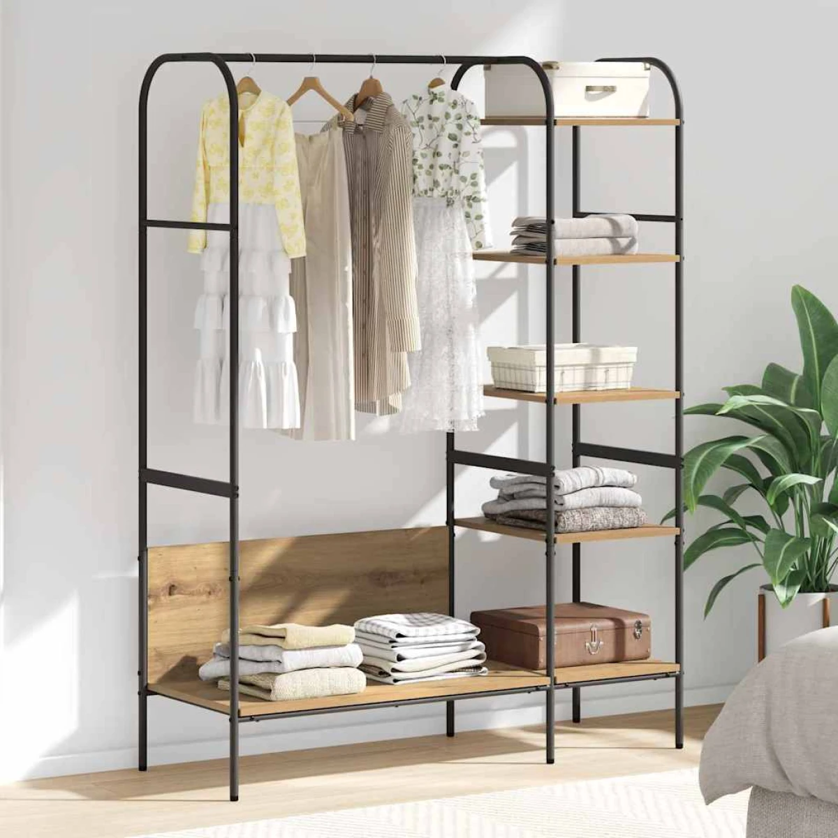 VidaXL Clothes Rack With Shelf 120 x 44 x 160 cm Black Engineered Wood Minimalist Storage For Small Spaces by vidaXL