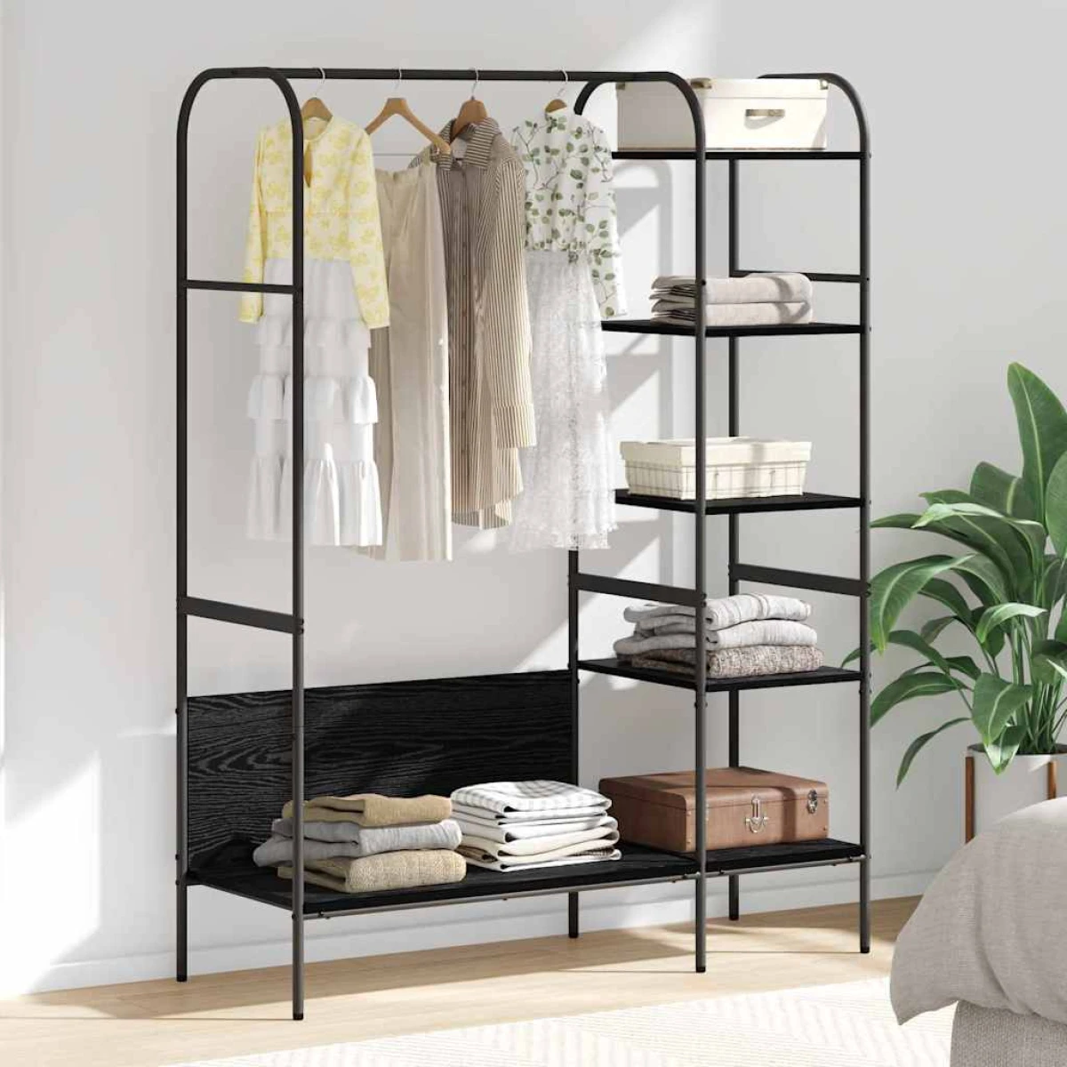 VidaXL Clothes Rack With Shelf 120 x 44 x 160 cm Black Engineered Wood Minimalist Storage For Small Spaces by vidaXL