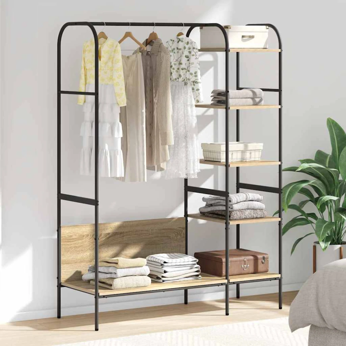 VidaXL Clothes Rack With Shelf 120 x 44 x 160 cm Black Engineered Wood Minimalist Storage For Small Spaces by vidaXL