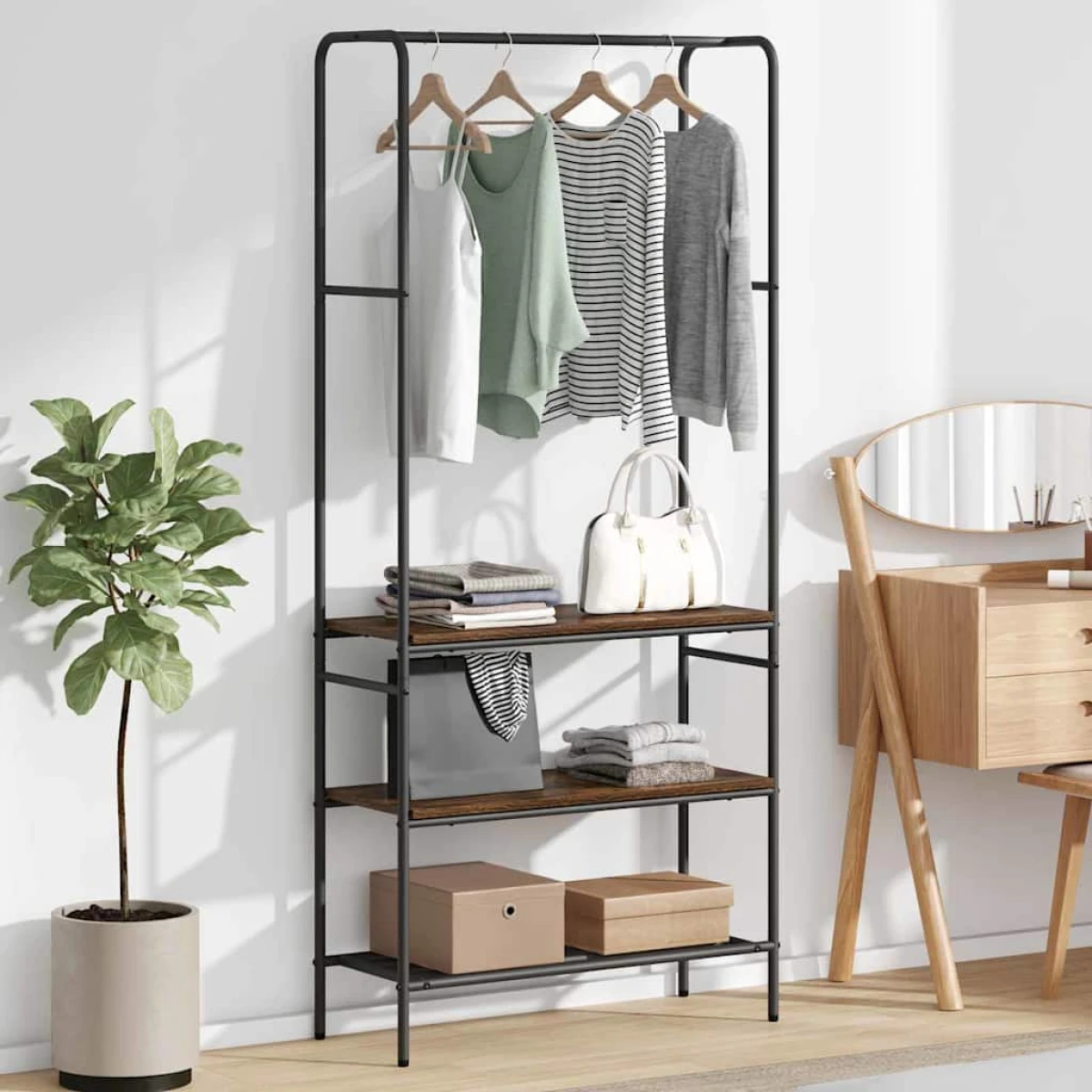 VidaXL Clothes Rack With Shelves 77 x 30 x 171 cm Modern Storage For Home Organization by vidaXL