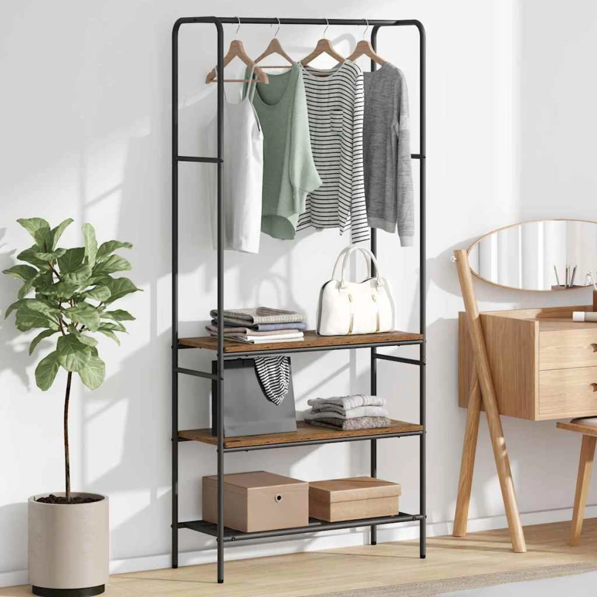 VidaXL Clothes Rack With Shelves 77 x 30 x 171 cm Modern Storage For Home Organization by vidaXL