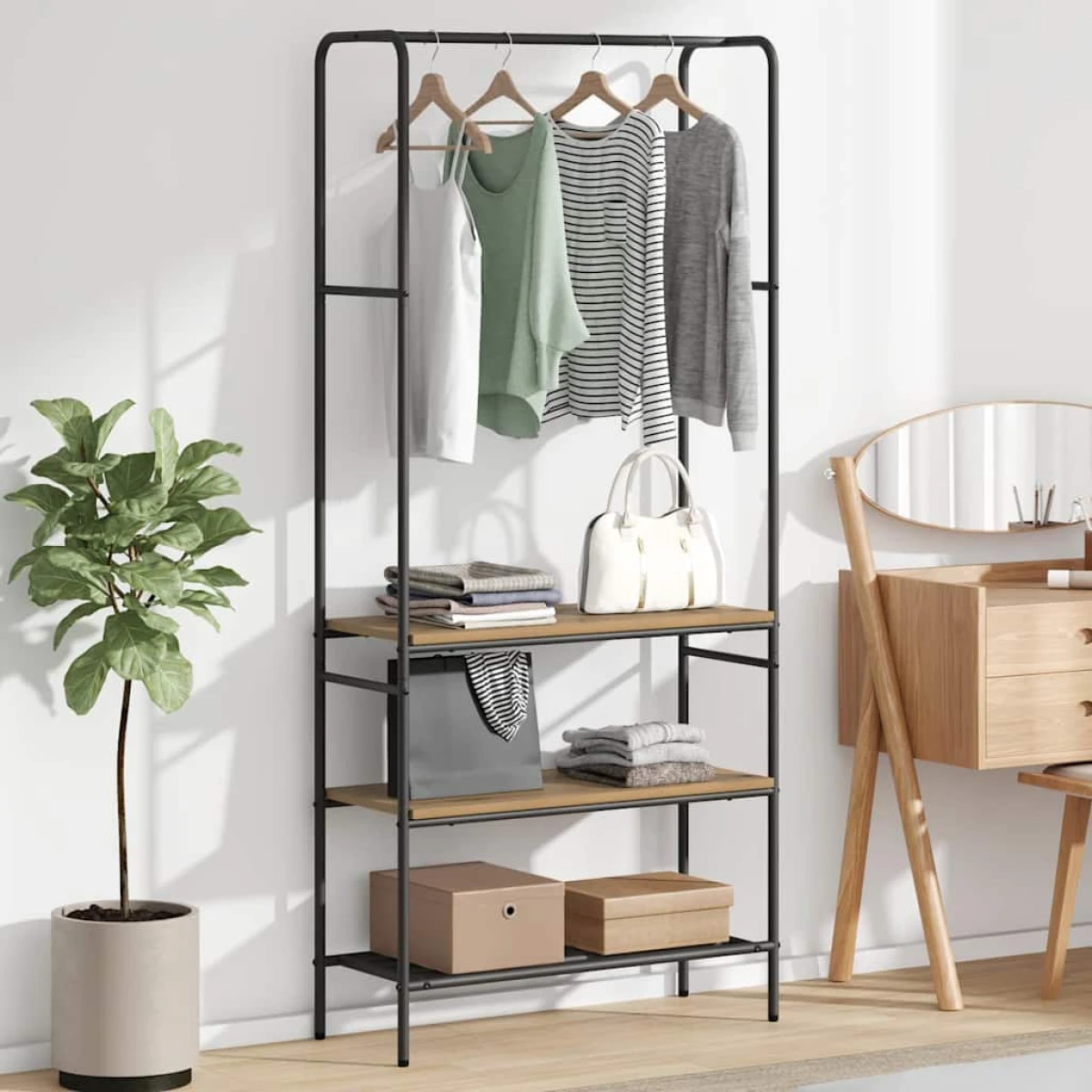 VidaXL Clothes Rack With Shelves 77 x 30 x 171 cm Modern Storage For Home Organization by vidaXL