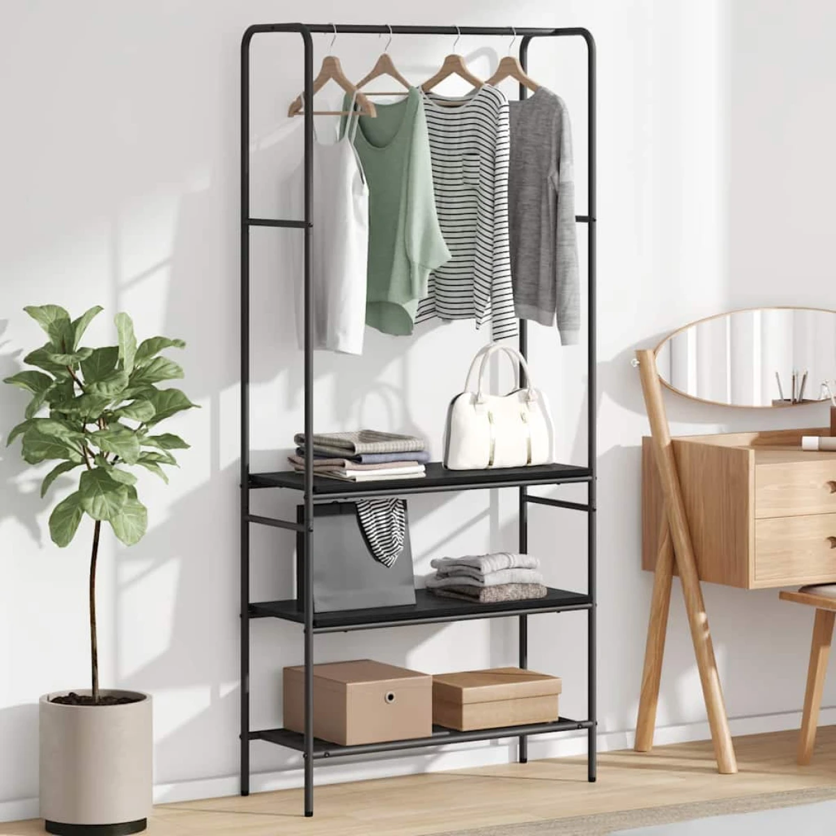 VidaXL Clothes Rack With Shelves 77 x 30 x 171 cm Modern Storage For Home Organization by vidaXL