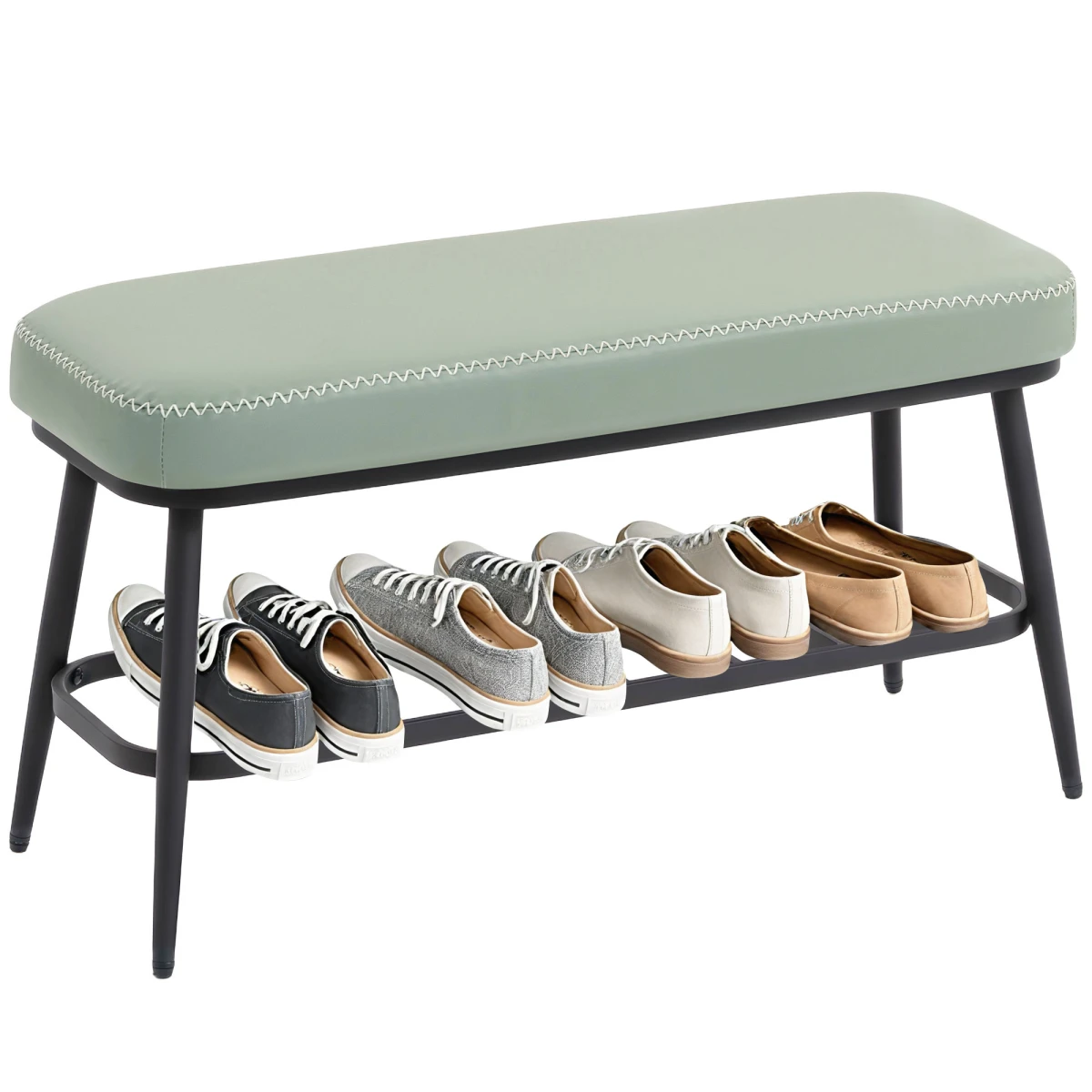 HOMCOM HOMCOM Shoe Bench, PU Leather Shoe Storage Bench for Entryway -