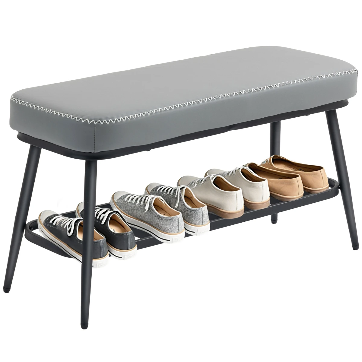 HOMCOM HOMCOM Shoe Bench, PU Leather Shoe Storage Bench for Entryway -