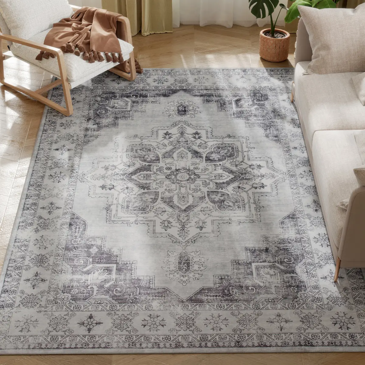 HOMCOM HOMCOM Flannel Non-Slip Washable Rug for Living Room - Rug