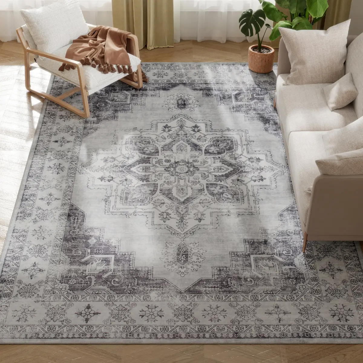 HOMCOM HOMCOM Flannel Non-Slip Washable Rug for Living Room - Rug