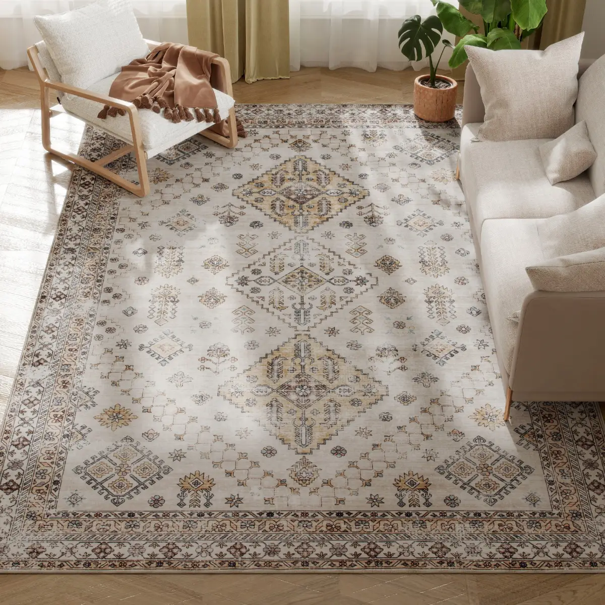 HOMCOM HOMCOM Flannel Non-Slip Washable Rug for Living Room - Rug