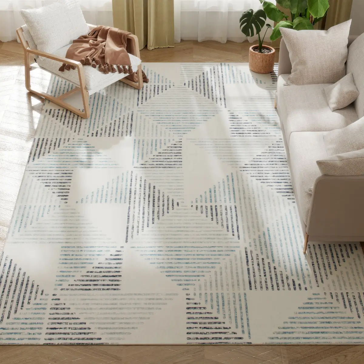 HOMCOM Non-Slip Large Rug for Living Room - Rug