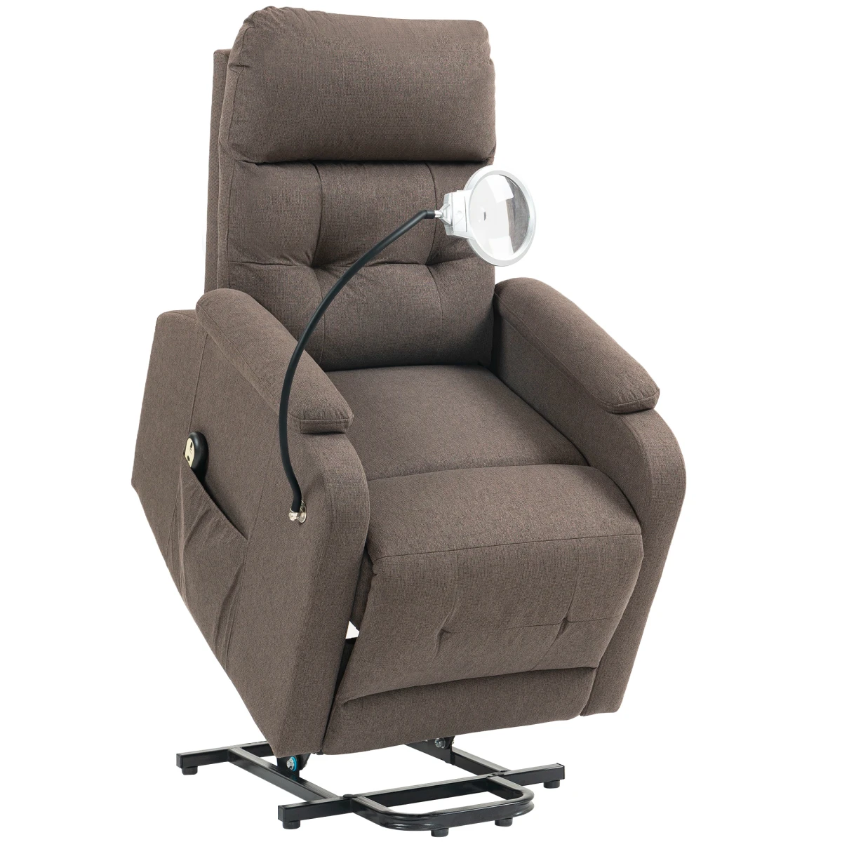 HOMCOM HOMCOM Linen Fabric Electric Recliner Standard Size With Remote Control And LED Magnifying Light For Home Use - Recliner
