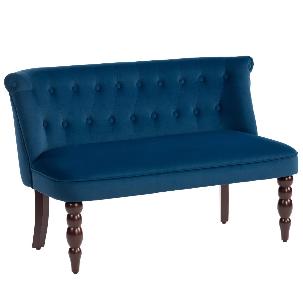 HOMCOM HOMCOM Velvet-Feel Two-Seat Lounger Sofa Wood Frame Tufted Wingback For Elegant Living Room Decor - Sofa