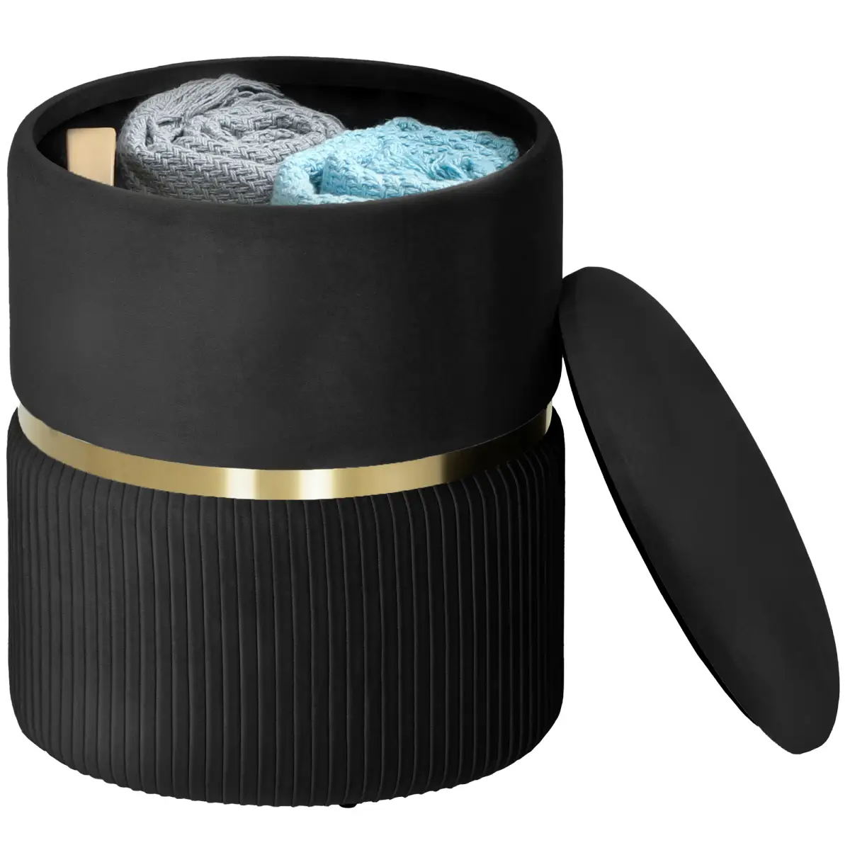 HOMCOM HOMCOM Round Pouffe, Storage Footstool with Cushioned Top - Footstool