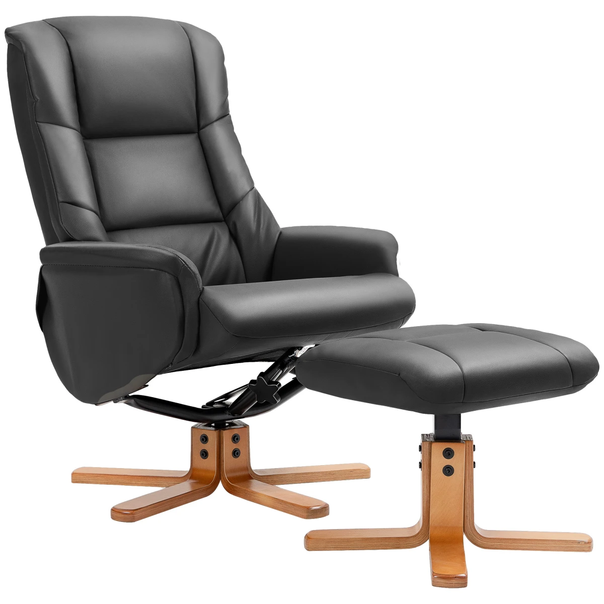 HOMCOM Recliner Armchair Full-Size 135 Degree Recline With Ottoman PU Leather For Home Comfort by HOMCOM