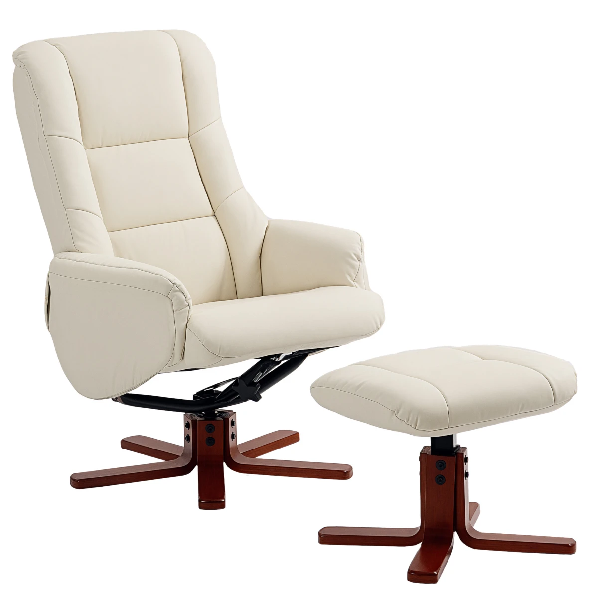 HOMCOM Recliner Armchair Full-Size 135 Degree Recline With Ottoman PU Leather For Home Comfort by HOMCOM