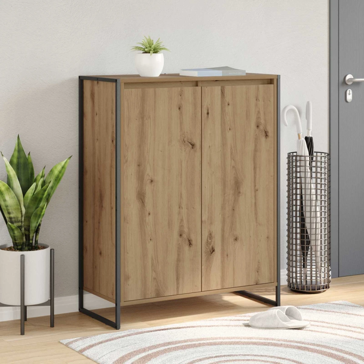 vidaXL vidaXL Shoe Cabinet Black Oak 79 x 36 x 100 cm Engineered Wood -