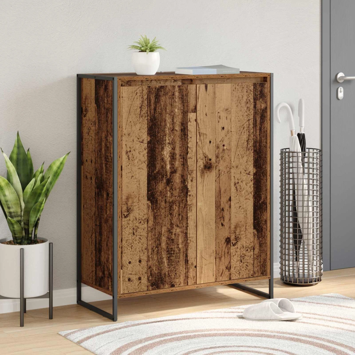 vidaXL vidaXL Shoe Cabinet Black Oak 79 x 36 x 100 cm Engineered Wood -