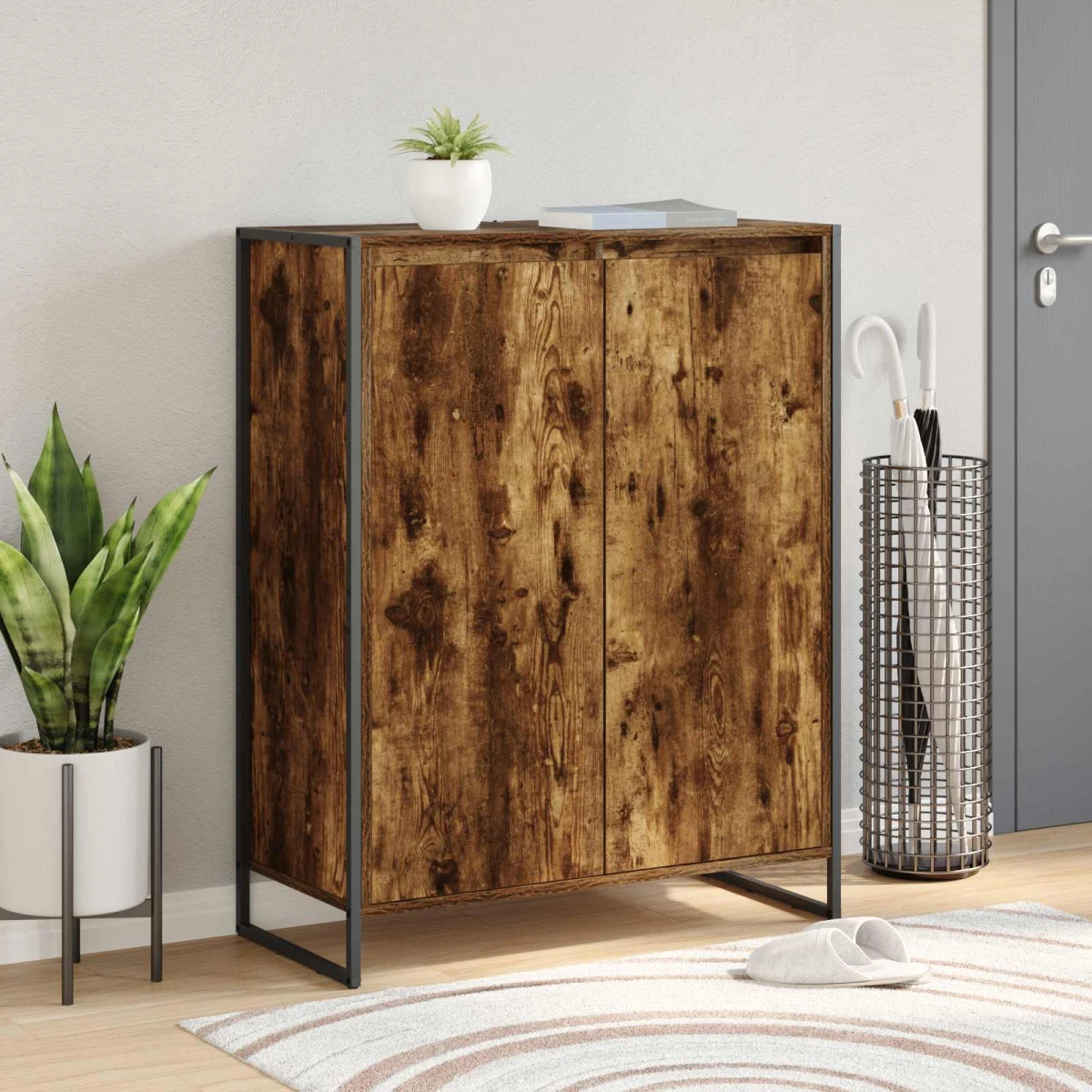vidaXL vidaXL Shoe Cabinet Black Oak 79 x 36 x 100 cm Engineered Wood -