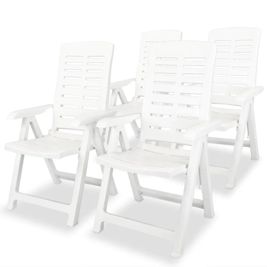 vidaXL vidaXL Reclining Garden Chairs 2 pcs Plastic White - Garden Chairs
