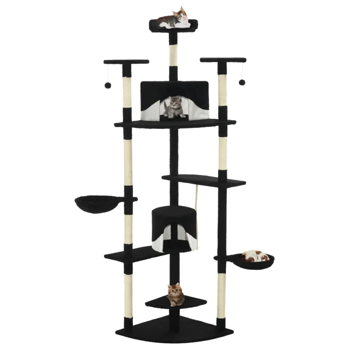 vidaXL vidaXL Cat Tree with Sisal Scratching Posts 203 cm Beige and White - Cat Tree