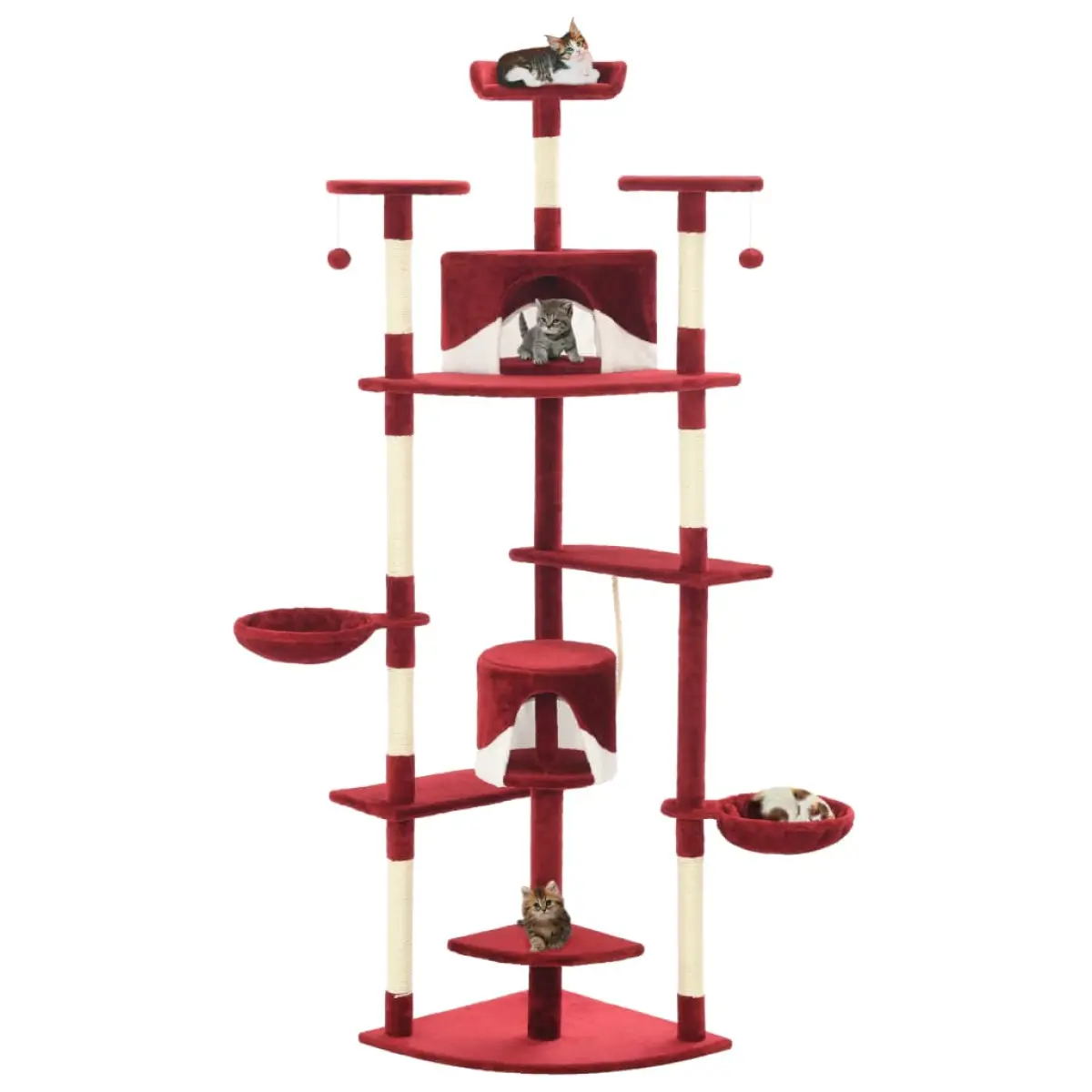 vidaXL vidaXL Cat Tree with Sisal Scratching Posts 203 cm Beige and White - Cat Tree