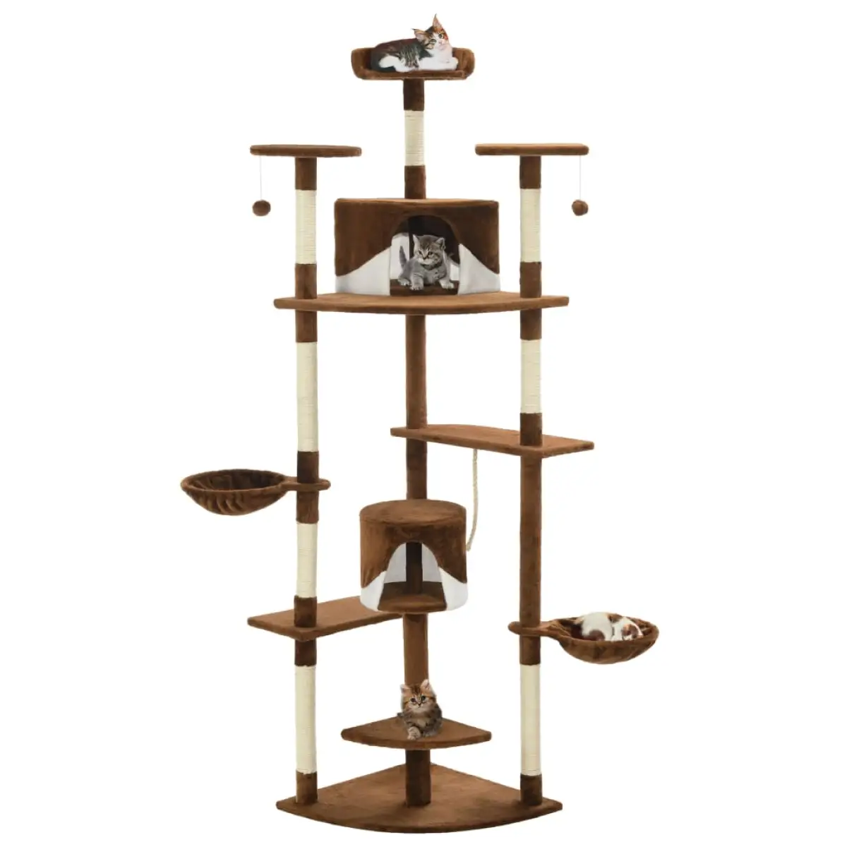 vidaXL vidaXL Cat Tree with Sisal Scratching Posts 203 cm Beige and White - Cat Tree