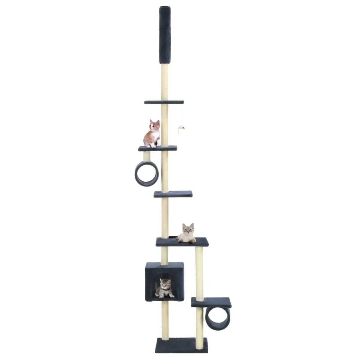 vidaXL vidaXL Cat Tree with Sisal Scratching Posts 260 cm Grey - Cat Tree