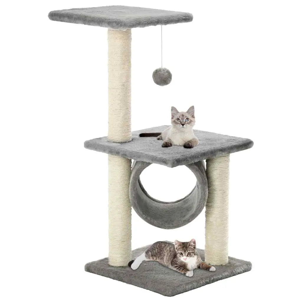 vidaXLCat Tree with Sisal Scratching Posts 65 cm Grey - from vidaXL