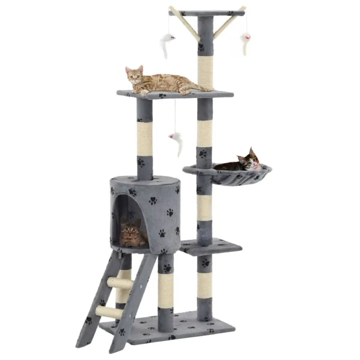 vidaXL vidaXL Cat Tree with Sisal Scratching Posts 138 cm Grey - Cat Tree