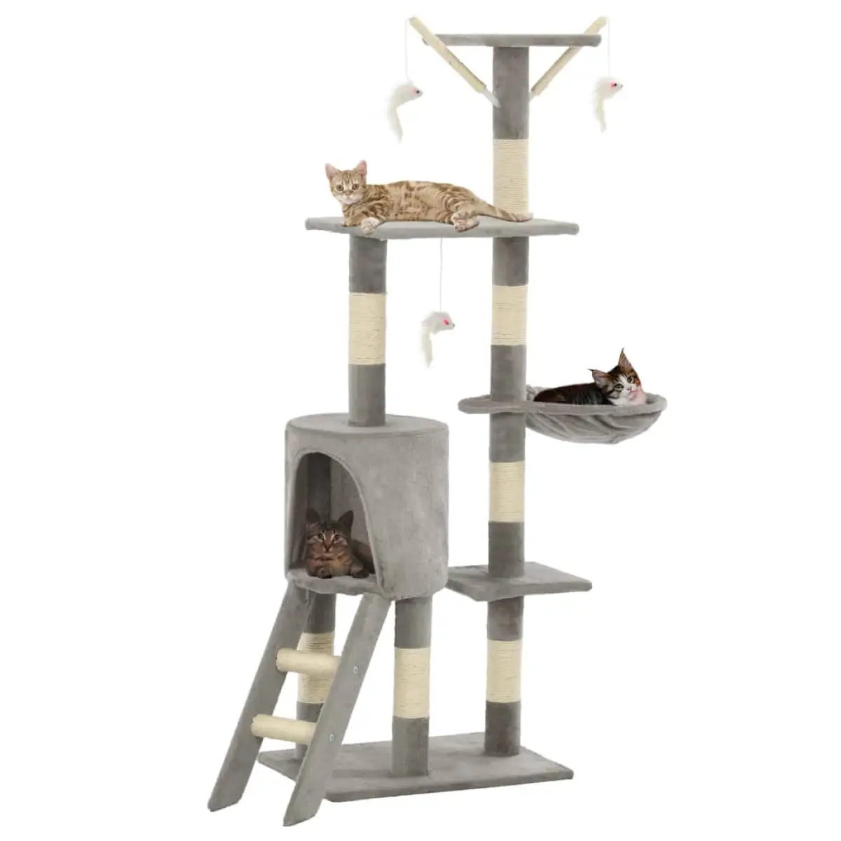vidaXL vidaXL Cat Tree with Sisal Scratching Posts 138 cm Grey - Cat Tree