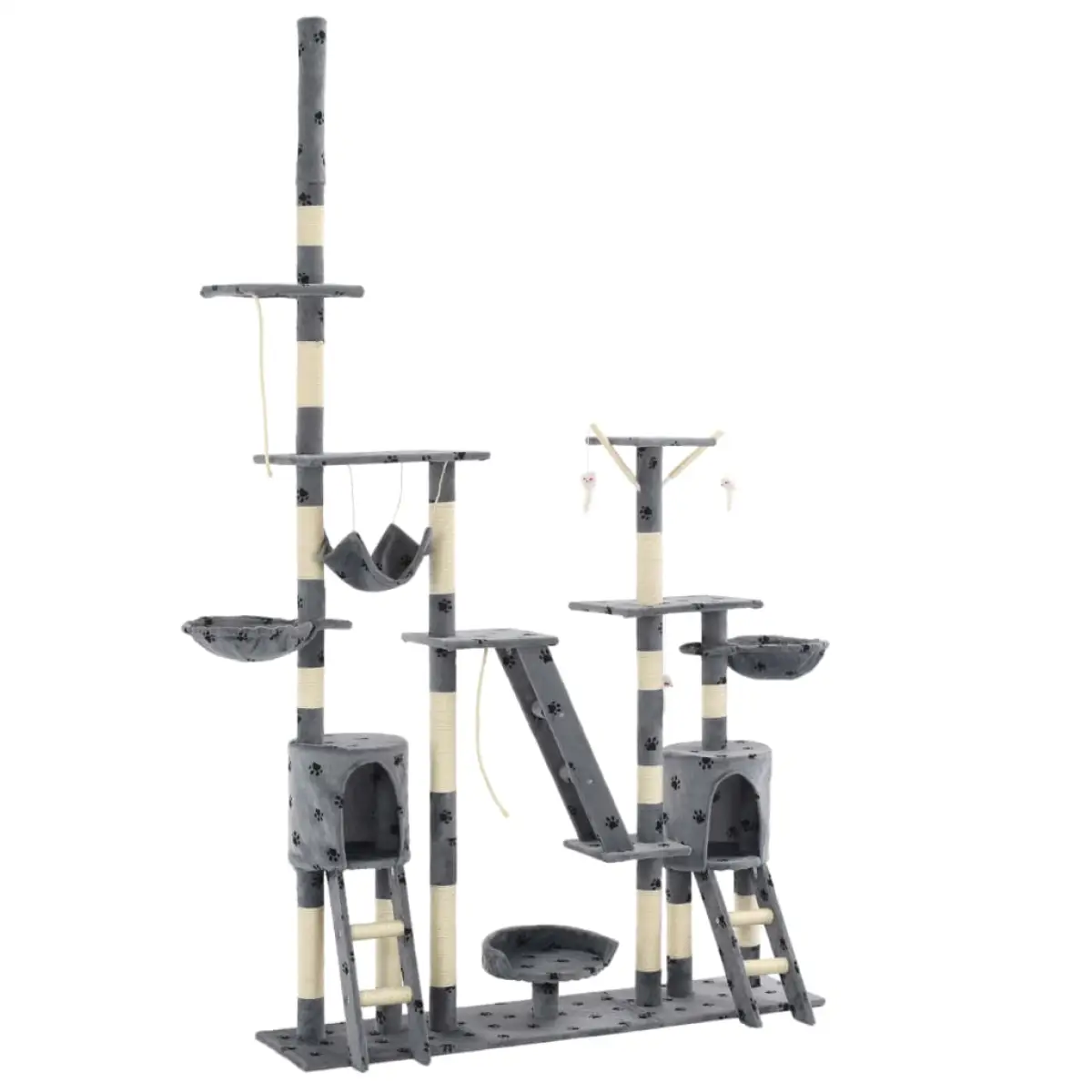 vidaXL vidaXL Cat Tree with Sisal Scratching Posts 230-250 cm Grey - Cat Tree
