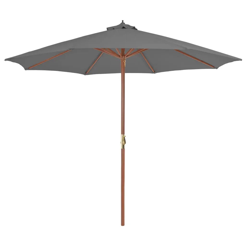 vidaXL vidaXL Garden Parasol with Wooden Pole 300 cm Anthracite - Parasol