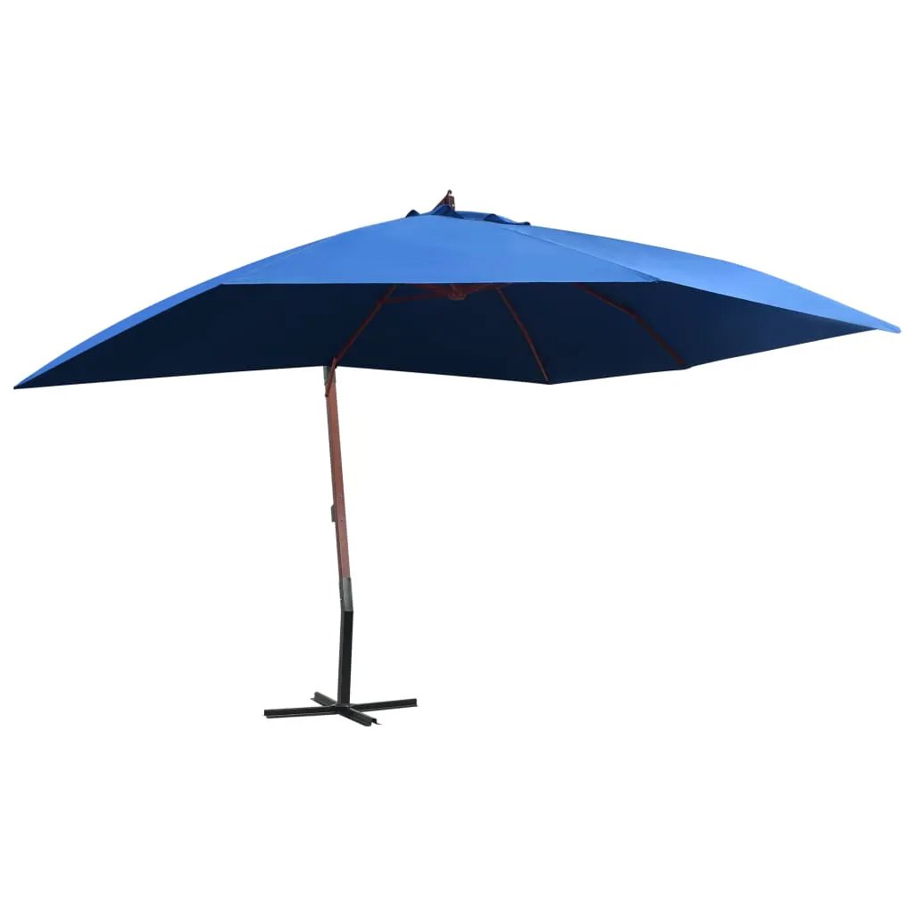 vidaXL vidaXL Hanging Garden Parasol with Wooden Pole 400x300 cm Black - Parasol