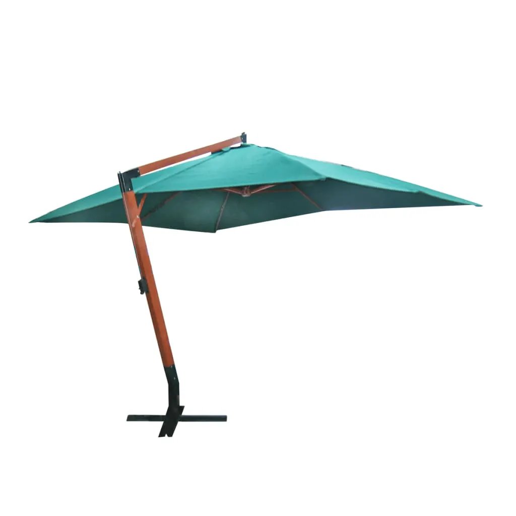 vidaXL vidaXL Hanging Garden Parasol with Wooden Pole 400x300 cm Black - Parasol