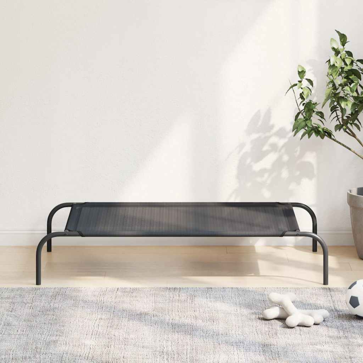 vidaXL Elevated Dog Bed Black 130x80x20 cm Textilene and Steel - from vidaXL